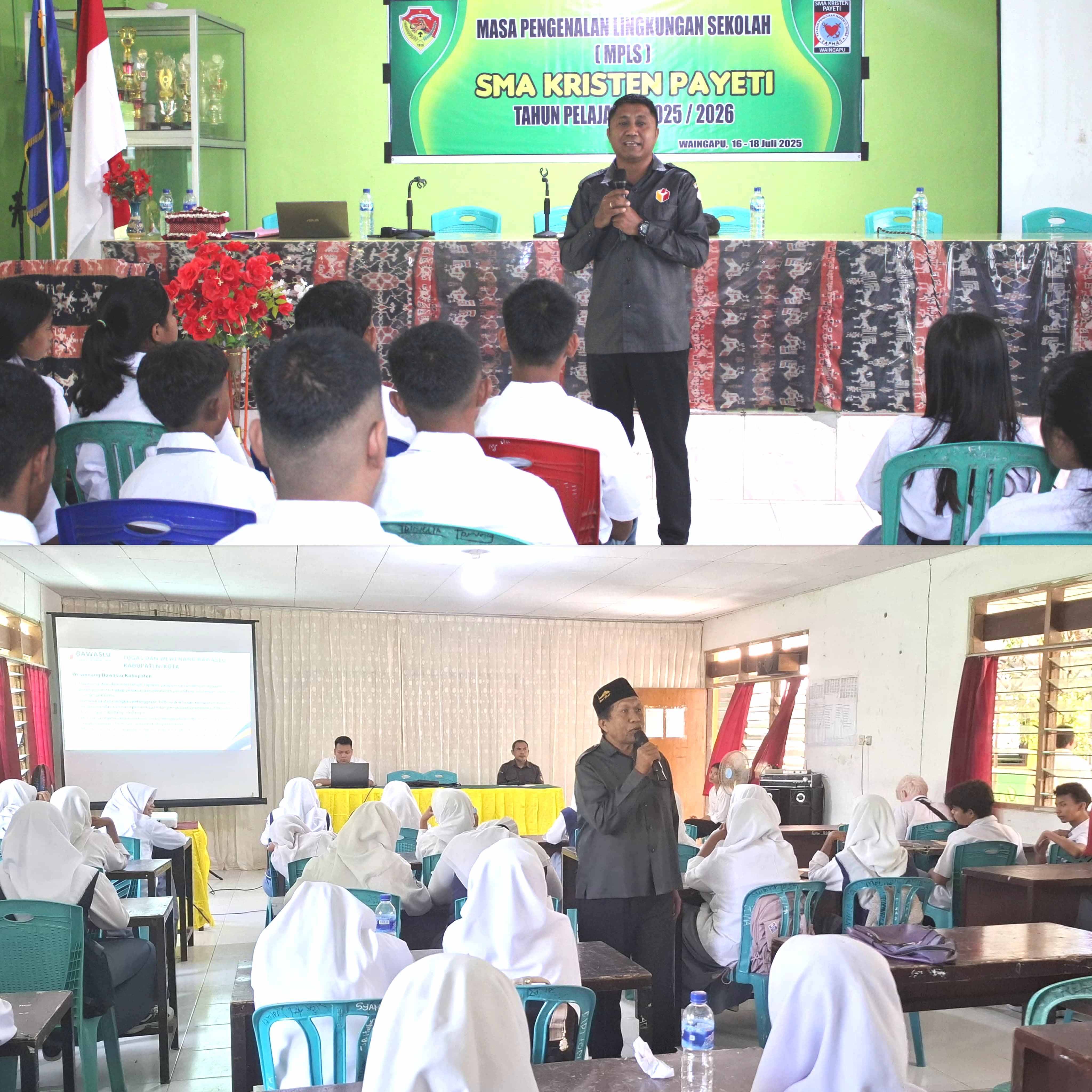 Bawaslu Sumba Timur Gelar “Bawaslu Mengajar” Serentak di SMA Kristen Payeti dan Madrasah Aliyah Waingapu saat MPLS