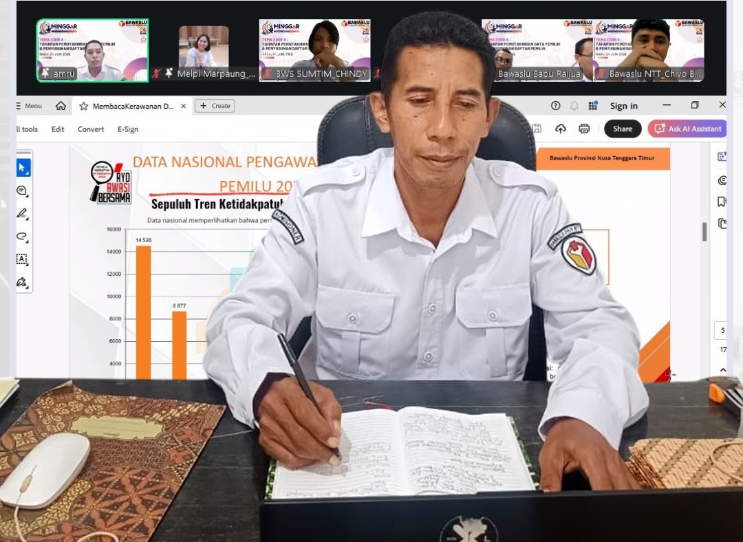 Bawaslu Sumba Timur Ikuti MINGGAR Edisi X Bahas Tahapan Pemutakhiran Data Pemilih