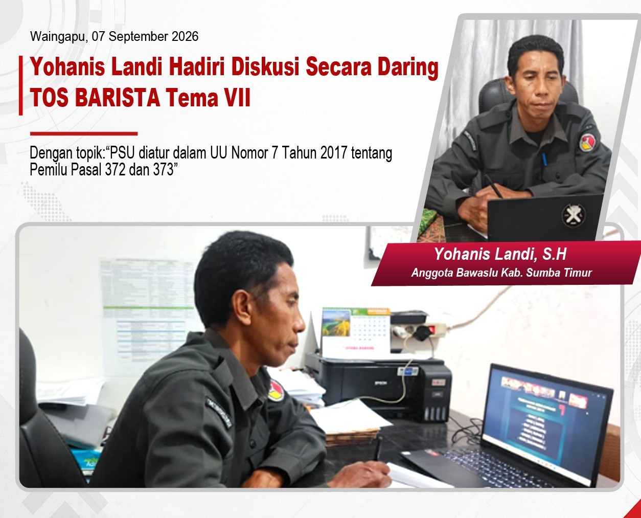 Yohanis Landi Ikuti Diskusi TOS BARISTA Tema VII